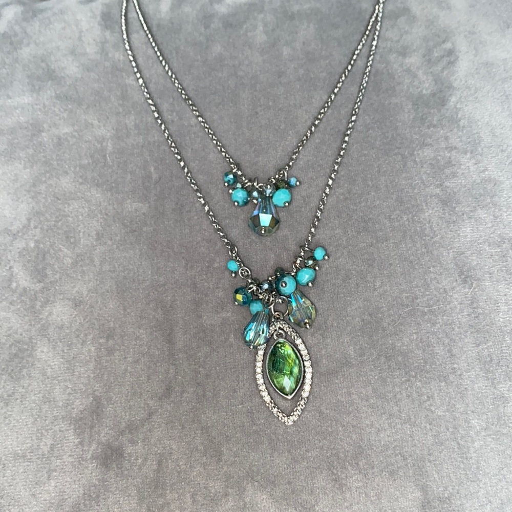 Double Chain Bead Pendant Necklace